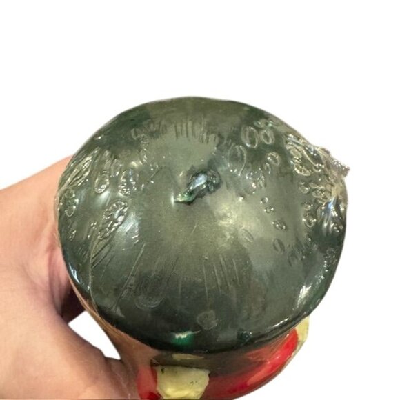 Vintage Santa Claus Face Christmas Candle Hand-Painted Green Base Holiday Décor - Picture 3 of 5